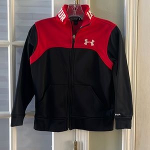 Boys Under Armour Jacket-size YXS-red and black- like new condition